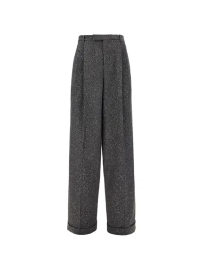 Valentino Tailored Wool And Silk-blend Pants In Gray