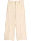 Valentino Wool Gabardine Trousers With Turn-ups In Neutrals