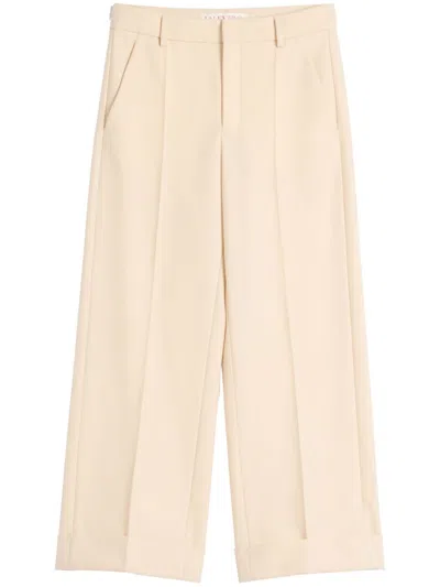Valentino Tailored Wide-leg Pants With Pleated Front In Pink