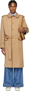 Valentino Tan Belted Trench Coat In V8t Caramello