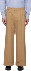 Valentino Tan Cotton Gabardine Trousers In Lc0 Light Camel