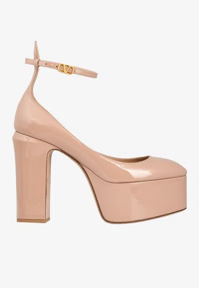 Valentino Garavani Tan-go 120 Patent Leather Platform Pumps In Blush