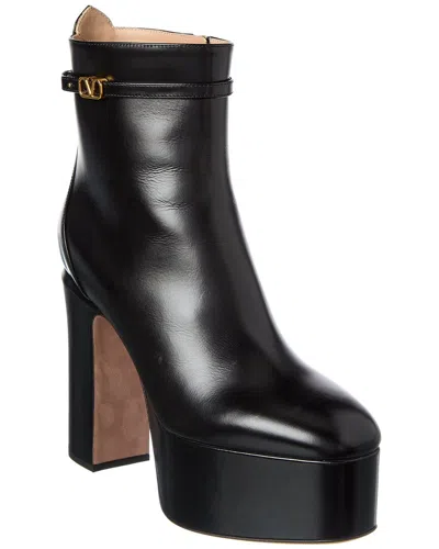 Valentino Garavani Valentino Tan-go 155 Leather Platform Bootie In Black