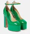 Valentino Tan-go 155 Leather Platform Pumps In Green