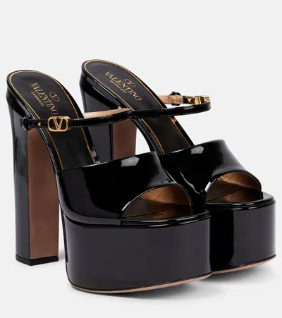 Valentino 155mm Tan-go Patent Leather Mules In Black