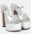 Valentino Tan-go 155 Mirrored-leather Platform Mules In Silver