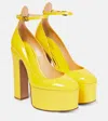 Valentino Tan-go 155 Patent Leather Platform Pumps In Yellow