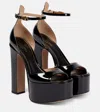 Valentino Tan-go 155 Platform Sandals In Patent Leather In Black