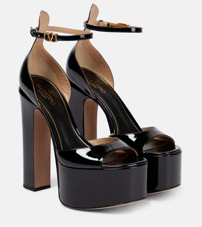 VALENTINO GARAVANI TAN-GO 155 PATENT LEATHER PLATFORM SANDALS