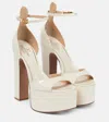 Valentino Tan-go 155 Patent Leather Platform Sandals In White