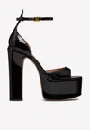 Valentino Tan-go 155 Platform Sandals In Patent Leather In Black