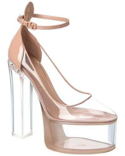 Valentino Garavani Tan-go 155 Vinyl & Patent Platform Pump In Beige