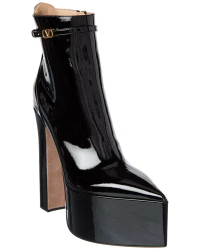 Valentino Garavani Valentino Tan-go 165 Patent Platform Bootie In Black