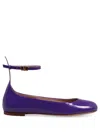 Valentino Leather Ballet Flats With Adjustable Ankle Strap In Purple