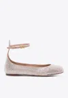 Valentino Crystal-embellished Leather Ballerina Shoes In Pink
