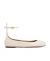 Valentino Tan-go Patent Ankle-strap Ballerina Flats In White