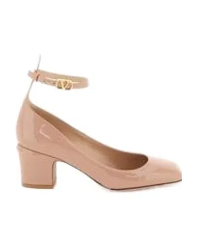 Valentino Garavani Valentino Tan-go Logo Plaque Square Toe Pumps In Nude