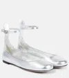 Valentino Tan-go Metallic Leather Ballet Flats In Silver