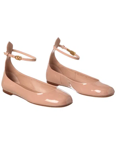 Pre-owned Valentino Garavani Valentino Tan Go Patent Flat (authentic Pre-loved) In Brown