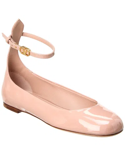 Valentino Garavani Tan Go Patent Flat In Beige