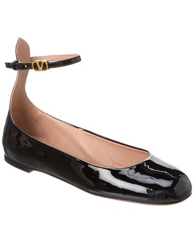 Valentino Garavani Valentino Tan Go Patent Flat In Black
