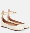 Valentino Tan-go Patent Ankle-strap Ballerina Flats In White