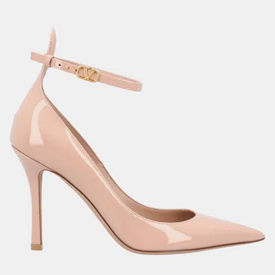 Pre-owned Valentino Garavani Tan-go Patent Leather Eu 36 Nude Leather Pump 100mm In Sand
