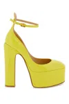 Valentino Tan-go 155 Patent Leather Platform Pumps In Yellow