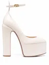 Valentino Tan-go 155 Platform Pumps In Patent Leather In White