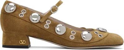 Valentino Garavani Tan Nellcôte Mary-jane Heels In Brown