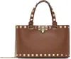 Valentino Tan Rockstud Mini Shopping Bag In Brown