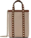 Valentino Tan Rockstud Mini Tote In Rdv Naturale-tobacco