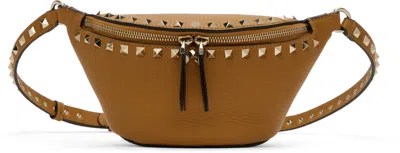 Valentino Garavani Tan Small Rockstud Belt Bag In Wu4 Golden Cuir