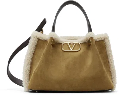 Valentino Garavani Tan Suede Stud Small Bag