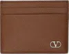 Valentino Tan Vlogo Signature Grainy Calfskin Card Holder In Hg5 Selleria