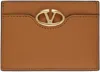 Valentino Tan Vlogo 'the Bold Edition' Small Card Holder In Kel Almond Beige
