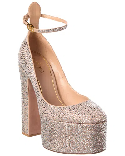 Valentino Garavani Valentino Tan-go 155 Embellished Suede Platform Pump In Neutral