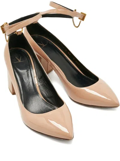 Pre-owned Valentino Garavani Tango Block-heel Pumps In Neutral