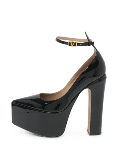 Pre-owned Valentino Garavani Tan-go Patent-leather Platform Pumps In Black