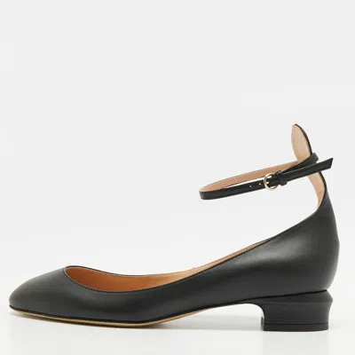 Pre-owned Valentino Garavani Tango Size 38 Black Leather Ankle Strap Pumps