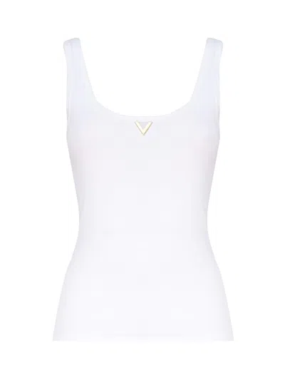 Valentino Tank Top With Logo Plaque In White