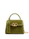 Valentino Mini Embellished Vsling Top-handle Bag In Green