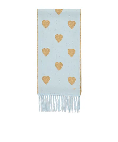 VALENTINO HEART-PATTERN FRINGED SCARF