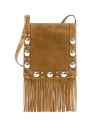 Valentino Garavani Tassel Suede Shoulder Bag In Beige
