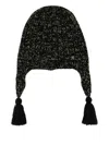 Valentino Wool Blend Beanie With Knit Texture And Tassel Embellishments In Black