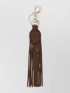 Valentino "tassel Vlogo Signature" Keychain In Brown