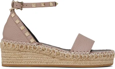 Valentino Garavani Taupe Double Rockstud Sandals In P98 Poudre