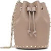 Valentino Taupe Mini Drawstring Rockstud Bag In P45 Poudre