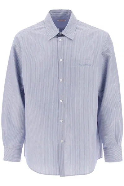 VALENTINO TECHNICAL COTTON SHIRT WITH STRIPED MOTIF