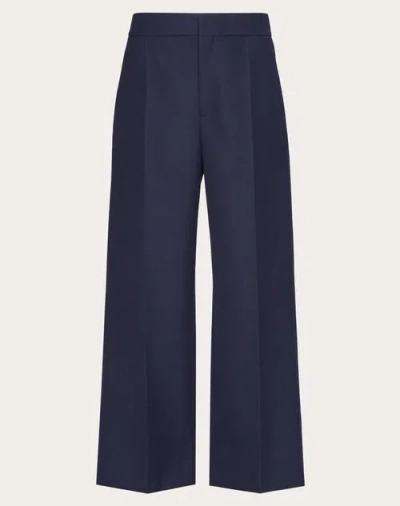 Valentino Pantalon En Laine Technique Homme Bleu Marine 54